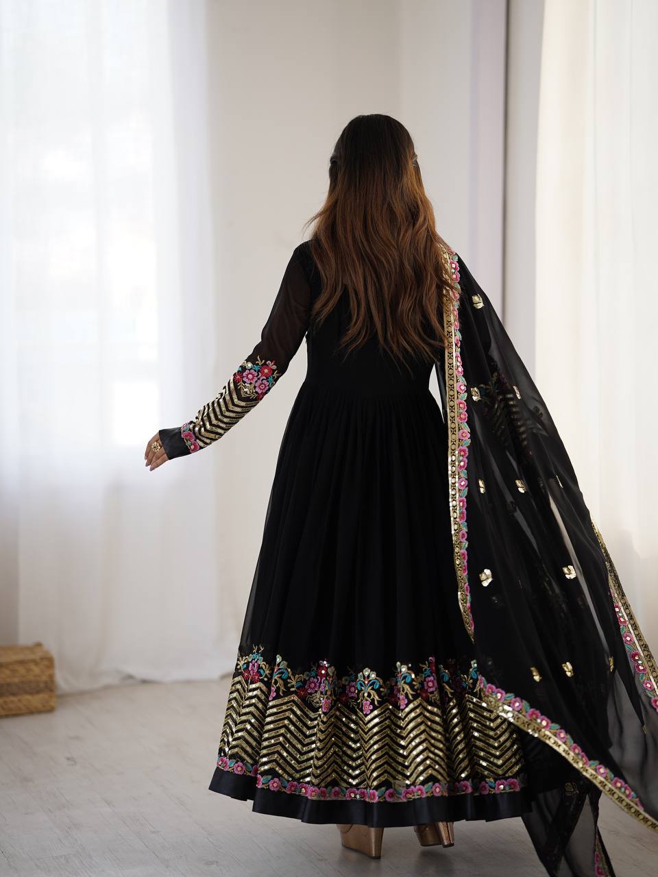 π Elegant Embroidered Sequence Designer Anarkali Three Piece Set β Festive & Party Ready π«